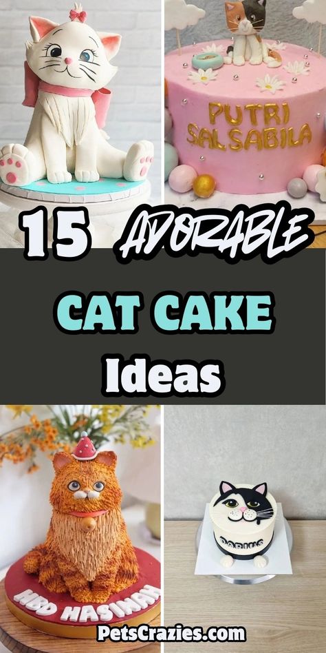 Cat Cake Realistic, Cat Cake Ideas Easy, Gabby Cat Birthday Cake Ideas, Cute Cat Cake Ideas, Cat Decorations Birthday, Cat Party Cake, Cat Themed Birthday Party Cake, Cat Cake Topper Printable, Kitty Cakes For Kids