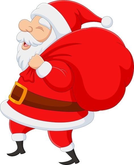 December Illustration, Santa Claus Drawing, Outline Pictures, Santa Claus Clipart, Outside Christmas Decorations, Bag Illustration, Santa Bags, Santa's Workshop, Christmas Sack