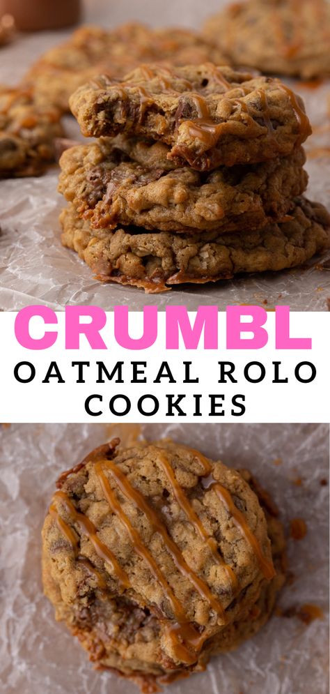 Xl Cookie Recipes, Gourmet Christmas Cookies, Cookie Trailer, Crumbl Recipes, Rolo Cookies, Crumble Cookie Recipe, Crumble Cookie, Large Cookies, Crumble Cookies