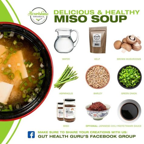 Delicious and Healthy Miso Soup recipe Benefits Of Miso Soup, Miso Soup Benefits, Miso Benefits, Miso Oatmeal, Fermented Soybeans, Chinese Soups, Food Calories List, Miso Recipe, Miso Soup Recipe