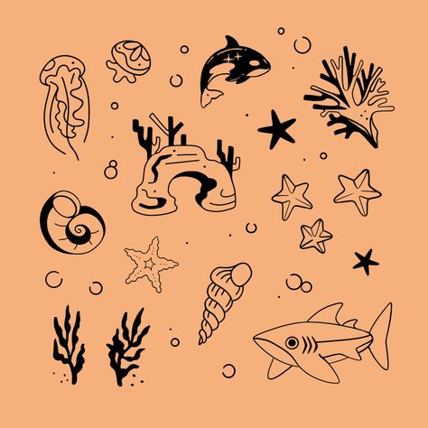 Marine life flash i wanna do Sea Flash Tattoo, Gift Diy, Tattoo Flash, Flash Tattoo, Marine Life, Flash, Collage, Tattoos, Pins