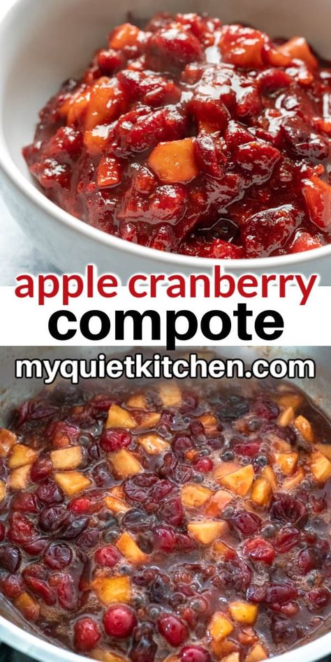 Cranberry Compote Thanksgiving, Peach Cranberry Sauce, Cranberry Apple Sauce Thanksgiving, Cranberry Sauce Recipe With Apples, Cranberry Peach Sauce, Apple Cranberry Sauce Thanksgiving, Cranberry Apple Sauce Recipes, Cranberry And Apple Sauce, Homemade Cranberry Sauce With Apples