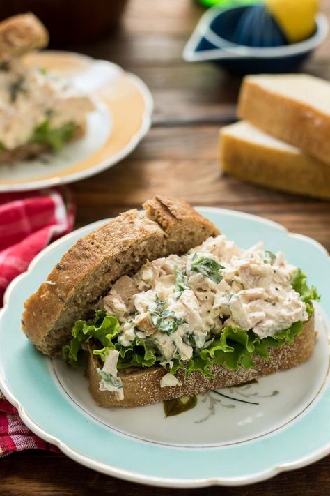 Bursting with fresh basil, lemon juice, and Parmesan cheese, these Basil Chicken Salad Sandwiches taste like summer. Parmesan Chicken Salad, Basil Chicken Salad, Chicken Salad Sandwiches, Salad Sandwich Recipe, Chicken Salad Sandwich Recipe, Chicken Salad Sandwich, Basil Chicken, Parmesan Chicken, Sandwich Recipe