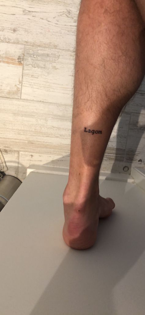 Lagom, swedish word for not too much not too little, just the right amount Swedish Words Tattoo, Swedish Tattoo Ideas, Inside Ankle Tattoos, Sweden Tattoo, Swedish Tattoo, Ankle Tattoo Men, Small Skeleton, Tattoos 2024, Toe Tattoos