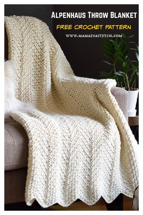 Chunky Crochet Throw Blanket, Chunky Crochet Throw, Quick Crochet Blanket, Moss Stitch Pattern, Crochet Throw Pattern, Throw Blanket Pattern, Crocheted Blanket, Crochet Throw Blanket, Crochet Simple