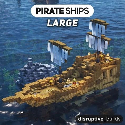 Pirate Boat Minecraft, Minecraft Ship Design, Pirate Ship Minecraft Build, Minecraft Pirate Ship Blueprints, Minecraft Medieval Shipyard, Minecraft Building Ideas Lighthouse, Fishing Town Minecraft, Medieval Ship Minecraft, Minecraft Boat Design