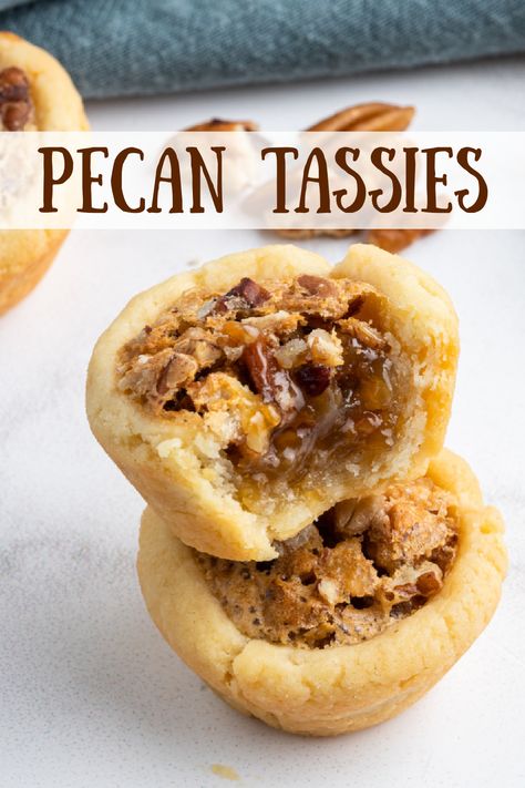 Pecan Tassies recipe from RecipeBoy.com #pecan #tassies #recipe #RecipeBoy Pecan Tassie Recipe, Holiday Recipe Ideas, Tassies Recipe, Pecan Tassies, Mini Pecan Pies, Pecan Pies, Pecan Recipes, Holiday Cooking, Pecan Pie