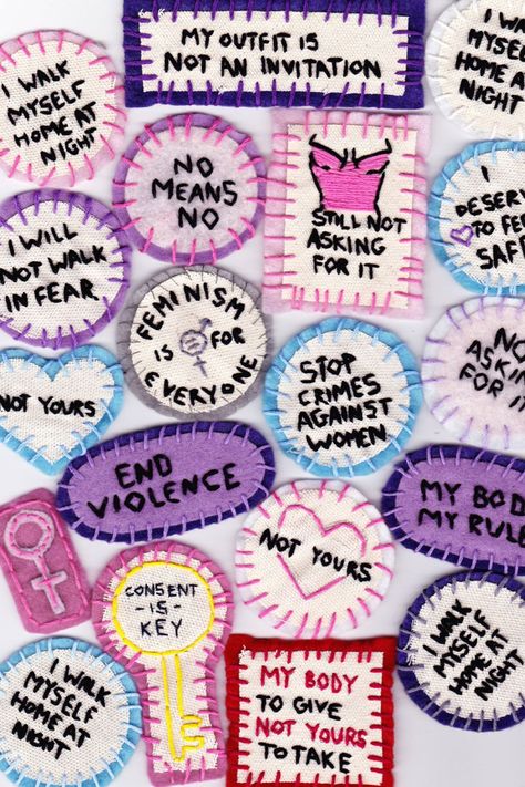 Feminist Patch, Feminist Embroidery, Punk Fashion Diy, Handmade Patch, Punk Patches, Diy Patches, Feminist Art, Embroidery Patches, Embroidered Patches