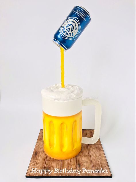 Beer Themed Cake, Man Cakes, Beer Mug Cake, Birthday Beer Cake, Beer Birthday Party, Cake Diy, Birthday Baking, Beer Cake, Small Cakes