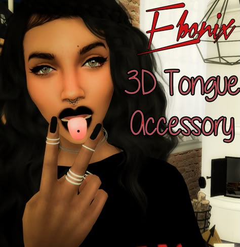 Ebonix | 3D Tongue Accessory Sims 4 Tongue, Sims 4 Cc Accessories, Sims Accessories, Sims 4 Black Hair, Stitch Braids, Tongue Piercing, Sims 4 Cc Furniture, Sims 4 Cc Mods, My Sims