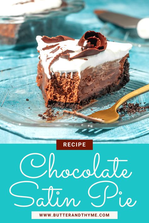 Marie Callenders Chocolate Satin Pie, Marie Calendars Chocolate Satin Pie, Chocolate Bar Pie, Chocolate Satin Pie Recipe, Chocolate Pie Using Instant Pudding, Chocolate Satin Pie, Nostalgic Recipes, Chocolate Pudding Pie, Silk Pie Recipe