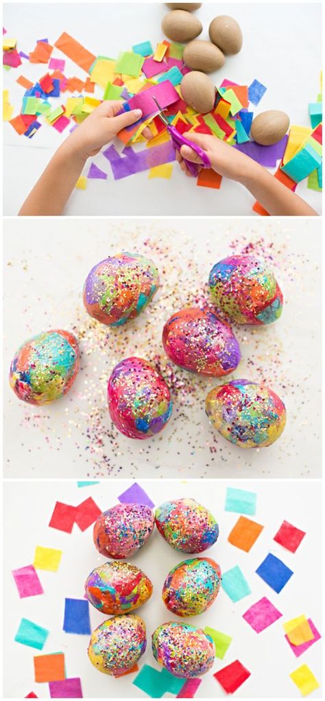 Sparkly DIY Glitter Tissue Paper Easter Eggs. Fun Easter egg craft for kids to make! Paper Easter Eggs, Eggs Decoration, Easter Egg Craft, Colored Easter Eggs, Nursery Crafts, Egg Craft, Egg Ideas, Easter Arts And Crafts, Diy Glitter