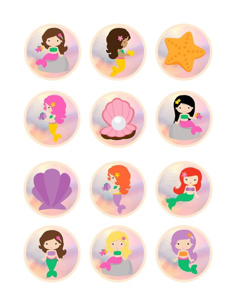 Mermaid Cupcake Toppers Mermaids Cake Cupcake Toppers - Etsy Canada Mermaid Cupcake Toppers Printable Free, Mermaid Cake Topper Printable Free, Mermaids Cake, Cupcake Mermaid, Sandwiches Appetizers, Little Mermaid Cupcakes, Mermaid Cupcake Toppers, Mermaid Background, Birthday Background Design