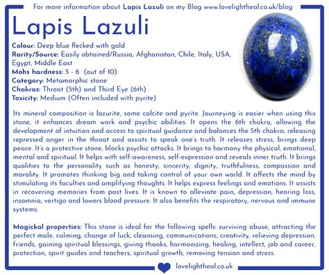 Lapis Lazuli Image Lapis Lazuli Magical Properties, Lapis Lazuli Crystal Benefits, Lapis Lazuli Properties, Crystal Correspondences, Lapis Lazuli Crystal Meaning, Wiccan Designs, Crystal Divination, Crystal Knowledge, Lapis Lazuli Meaning