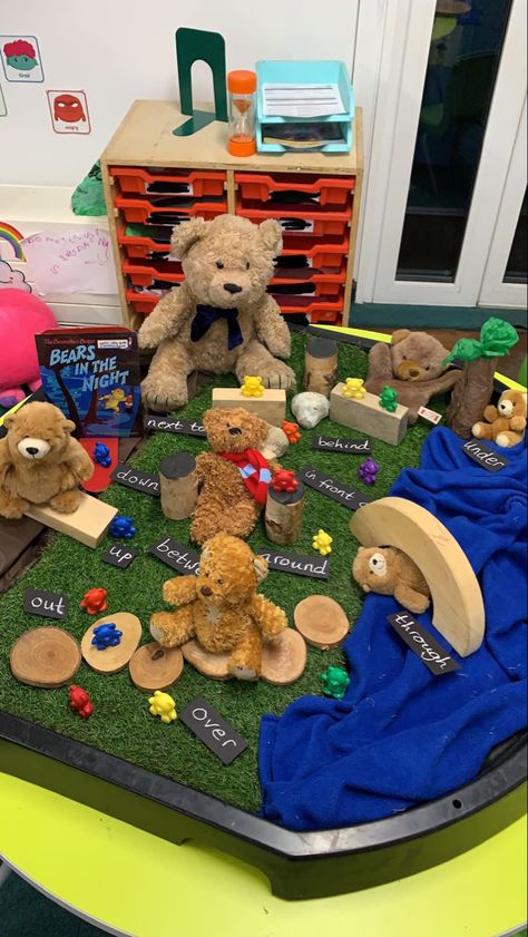 Preposition Activities Eyfs, Positional Language Eyfs Activities, We're Going On A Bear Hunt Eyfs, Positional Language Eyfs, Positional Language, Early Years Teaching, Preposition Activities, Bears Preschool, Reception Class