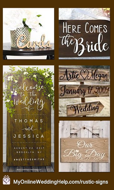 Wooden wedding signs with rustic flare. They start at $8.00. Ideas for placing the signs: at the head of the aisle or ring bearer / flower girl can carry down the aisle. At the reception entrance or on dessert, card, or head tables. Learn more or buy in the My Online Wedding Help products section. #RusticWedding Wedding Signs For Reception Entrance, Wedding Reception Entrance Ideas, Reception Entrance Ideas, Wedding Entrance Table, Popular Wedding Themes, Wedding Reception Entrance, Country Wedding Inspiration, Ring Bearer Flower Girl, Reception Entrance