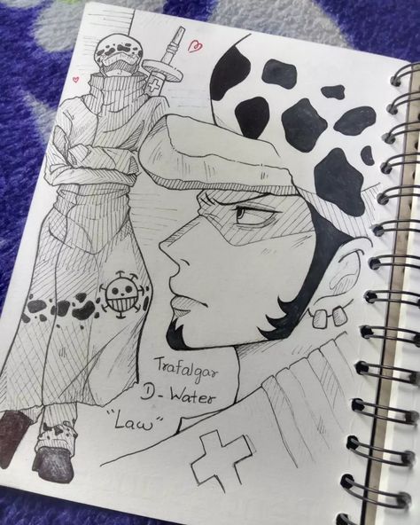 One Piece Drawing Tutorial, Law Drawing Art, Dr Stone Sketch, Trafalgar Law Sketch, Trafalgar Law Drawing, Law Drawing, Vertical Drawing, Luffy Drawing, Law One Piece