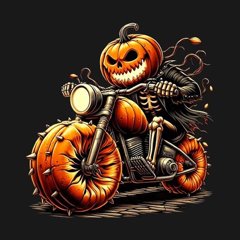 Check out this awesome 'Pumpkin+rider-+skeleton-+national+motorcycle+day' design on @TeePublic! Halloween Motorcycle, Pumpkin Icon, Spooky Jack O Lantern, Hero Ideas, Typography Shirt Design, Halloween Icon, Yellow Lantern, Yin Yang Tattoos, Carved Pumpkin