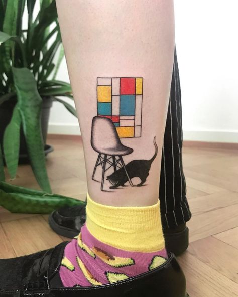 💙💛❤️ Eames & Piet Mondrian ✨, thank you Aysha ! #tattoo #traditionaltattoo #blacktattoo #tttism #blackworkers #blackworkerstattoo… Mondrian Tattoo, Piet Mondrian, Vintage Tattoo, Ink Sketch, Art Base, S Tattoo, Minimalist Tattoo, Body Tattoos, Black Tattoos