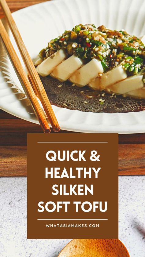 Quick & healthy soft silken tofu. High in protein and full of flavour, this is a recipe you'll want to add to your weekday rotation. Recipes Using Silken Tofu, Soft Silken Tofu Recipes, Silk Tofu Recipes, Sweet Silken Tofu Recipes, Savory Silken Tofu Recipes, Silk Tofu, Soy Garlic Sauce, Tofu Snacks, Silken Tofu Recipes