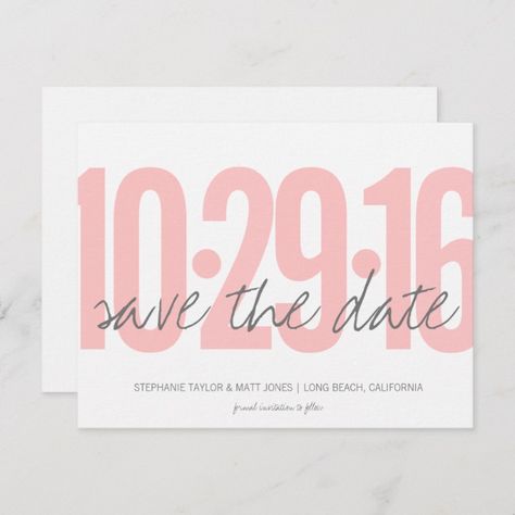 Save The Date Postcard, Large Date, blush pink Announcement Postcard Large#blush#pink#Postcard Mini Wine Labels, Wedding Typography, Pink Weddings, Modern Save The Dates, Save The Date Postcard, Wedding Colour, Pink Wedding Invitations, Save The Date Templates, Save The Date Postcards