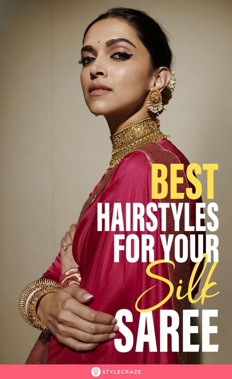 Silk Saree Hairstyles Indian Open Hair, Hairstyles For Banarasi Saree, Hairstyles On Silk Saree, Hairstyles For Silk Sarees, Silk Saree Styles Wedding, Silk Saree Bollywood, Hairstyles With Silk Saree, Modern Silk Saree, Modern Hairstyles For Saree