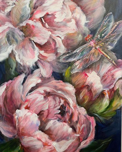 Kim Black on Instagram: “This peony painting is for a client who holds special memories of her mother . The “shirley temple “peony because her mother”s name was…” Kim Black Art, Kim Black Paintings, Painting Peonies, Peonies Painting, Pastels Art, Protea Art, Pan Pastels, Peony Art, Peony Painting