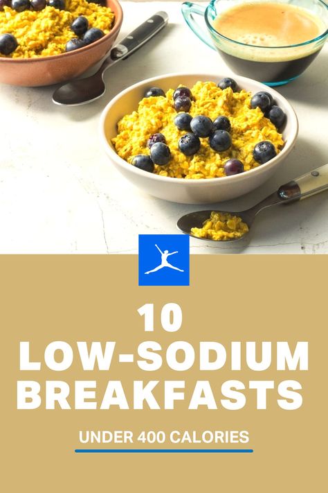 Salt is a key mineral the body needs to regulate fluid balance, help with muscle contraction and nerve regulation. It also enhances the flavor of food and acts as a preservative, too much sodium is linked to high blood pressure and heart disease. Start by tracking your sodium intake with an app like MyFitnessPal. Then begin your day with these delicious breakfast recipes, which all contain 340mg of sodium or less per serving. #MyFitnessPal No Sodium Breakfast Recipes, Healthy Low Sodium Breakfast, Low Sodium Recipes Breakfast, Low Sodium Cardiac Diet Recipes, Low Sodium Meals Breakfast, No Salt Breakfast Recipes, Low Salt Breakfast Ideas, Low Sodium Brunch Recipes, Heart Healthy Recipes Low Sodium Breakfast