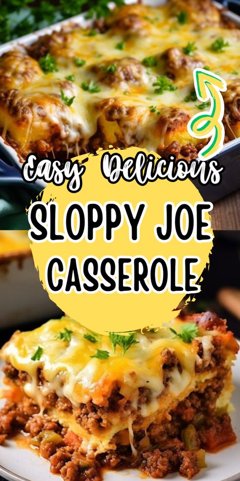 Easy Sloppy Joe Casserole Sloppy Joe Potato Casserole, Sloppy Joe Casserole, Sloppy Joes Easy, Pillsbury Crescent, Ground Beef Casserole Recipes, Savory Pies, Sloppy Joes Recipe, Fall Snacks, Roll Recipes