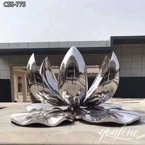 Metal Flower Sculpture Lotus Design - You Fine Metal Sculpture Wedding Sculpture, Stainless Steel Sculpture, Lotus Sculpture, Water Decor, Flower Sculpture, Diwali Decor, Lotus Art, Architecture Concept Drawings, Flower Sculptures