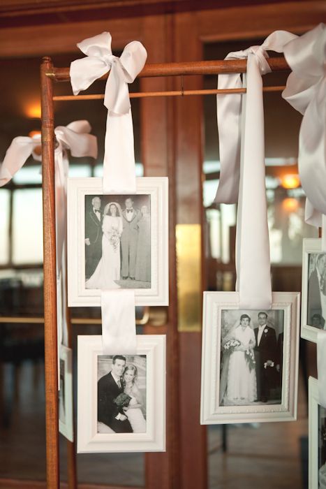 Photos of family members' weddings Wedding Pictures Display, Wedding Photo Display, 50th Wedding Anniversary Party, Family Wedding Photos, Boda Mexicana, Decoration Photo, Dinner Decoration, Wedding Anniversary Party, Wedding Rehearsal Dinner