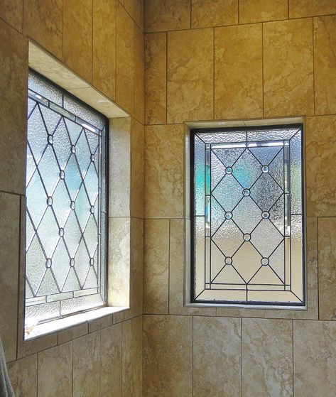 Stained Glass Shower Window, Shower With Stained Glass Window, Bathroom Stained Glass Window, Stained Glass Shower Door, Stained Glass Bathroom Window, Stained Glass Windows In Homes, Vitrage Art, Stained Glass Bathroom, Window Glasses