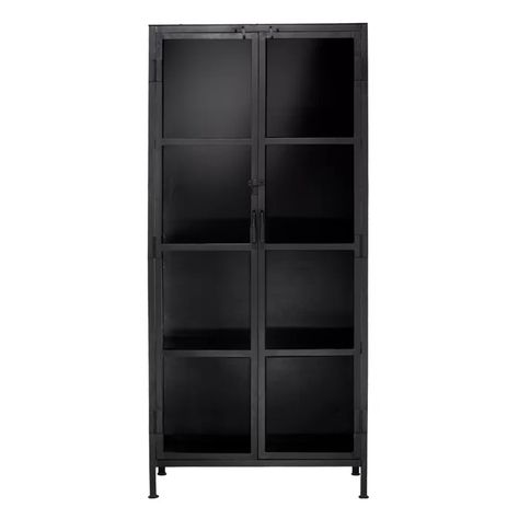 Jamie Young Company Union 31'' Wide Display Stand & Reviews | Wayfair Glass Pane Door, Glass Curio Cabinets, Minimalist Cabinet, Black Storage, Dining Cabinet, Jamie Young, Metal Cabinet, Tall Cabinet, Glass Cabinet Doors