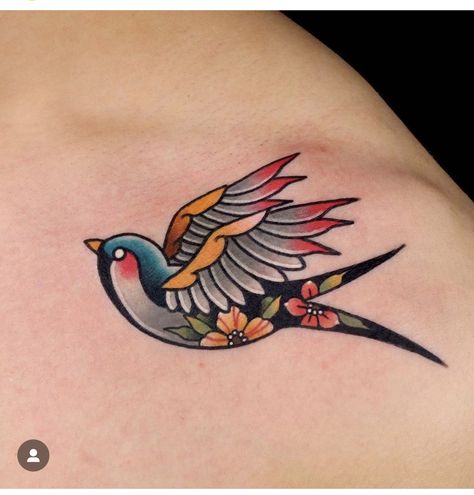 Blue Bird Tattoo, Traditional Swallow Tattoo, Lisa Tattoo, Swallow Tattoo Design, Sleeve Inspiration, Trad Tattoos, Tato Tradisional, Bluebird Tattoo, Healed Tattoo