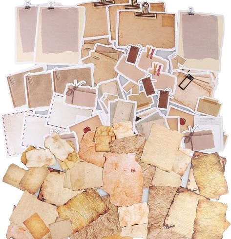 Amazon.com: Vintage Scrapbook Paper Stickers, 90 Pcs Antique Looking Aged Paper Classic Old Writing Sticker for Scrapbook, Planner, Craft (2 Styles) Scrapbook Vintage, Vintage Scrapbook Paper, Scrapbook Planner, Aged Paper, Papel Vintage, Album Journal, Diy Travel Journal, Sticker Machine, How To Age Paper