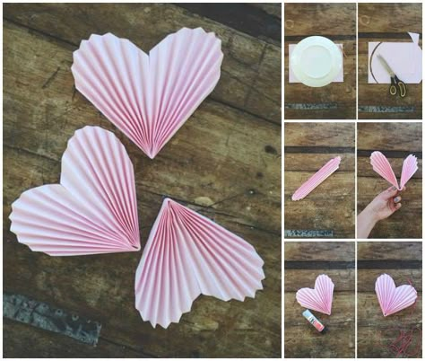 How to DIY Folded Heart Garland #diy, #crafts, #paper, #garland Origami Kutu, Folded Heart, Diy Valentinstag, Paper Heart Garland, Saint Valentin Diy, Valentines Bricolage, Garland Diy, Heart Garland, Kraf Diy