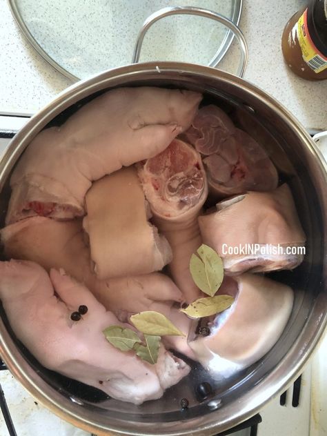 Pickled Pigs Feet Recipe Grandmothers, Pickled Pork Hocks Recipe, Pork Feet Recipe, Pigs Feet Recipe, Pickled Pigs Feet Recipe, Polish Perogies, Pickled Pork, Pickled Items, Pig Feet Recipe