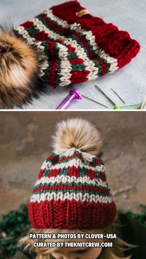 From jolly Santas to stripes and pom-poms, this roundup features a dozen free knitted Christmas hat patterns suitable for every member of your family. Curated by The Knit Crew. Christmas Knit Hat Patterns, Knit Christmas Tree Hat, Hand Knitted Hats, Knit Christmas Hat Patterns Free, Christmas Knitting Patterns Free Hats, Knitted Santa Hat, Christmas Hat Knitting Patterns Free, Crochet Christmas Hat Pattern, Circular Knitting Patterns Free