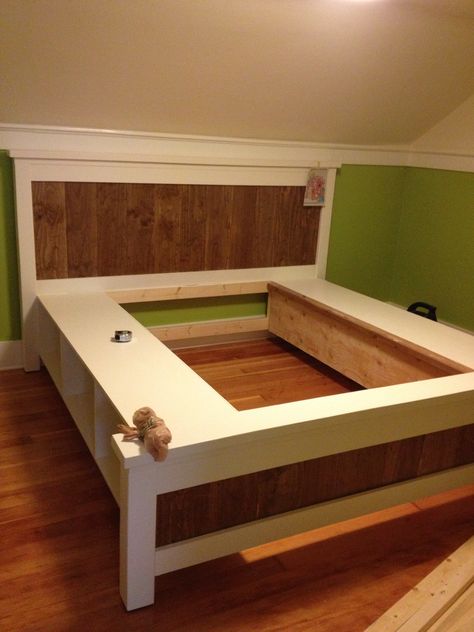 Headboard Plan, King Size Storage Bed, Bed Designs With Storage, Diy Storage Bed, Bed Frame Plans, King Size Platform Bed, Diy Platform Bed, Bed Frame With Drawers, Diy Bed Frame