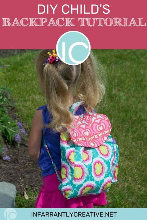 Backpack Pattern Sewing, Backpack Sewing, Summer Sewing Projects, Backpack Tutorial, Sac Diy, Diy Backpack, Backpack Free, Toddler Backpack, Backpack Pattern