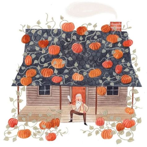 Week Drawing Challenge, Pumpkin Patch Illustration, Pumpkin Illustration Autumn, Julianna Swaney, Narrative Art, Primitive Embroidery, Pumpkin Garden, Pumpkin Illustration, Instagram Illustration