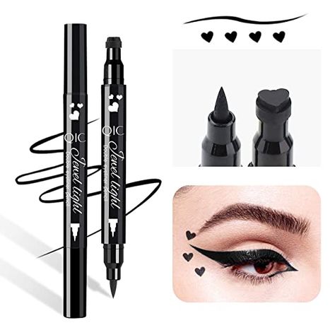 Heart Eyeliner Stamp, Star Stamp Eyeliner, Heart Stamp Makeup, Makeup Stamps, Heart Eyeliner, Stamp Eyeliner, Eyeliner Stamp, Eyeliner Designs, Liner Makeup