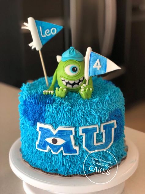 Monster University Birthday Cake, Monsters University Cake, Monster Inc Cake, Cake Boos, Monster University Cakes, Monster University Birthday, Monster Inc Cakes, Kids Birthday Theme, Mike Wazowski