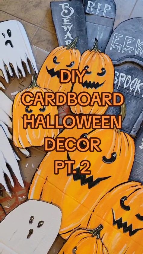 Halloween Yard Decorations Diy Cardboard, Halloween Decorations Cardboard Diy, Halloween Diy With Cardboard, Diy Halloween Decor Cardboard, Diy Halloween Decorations Using Cardboard Boxes, Halloween Decor Out Of Cardboard, Diy Halloween Box Decoration, Halloween Decorations With Cardboard, Halloween Decor With Cardboard