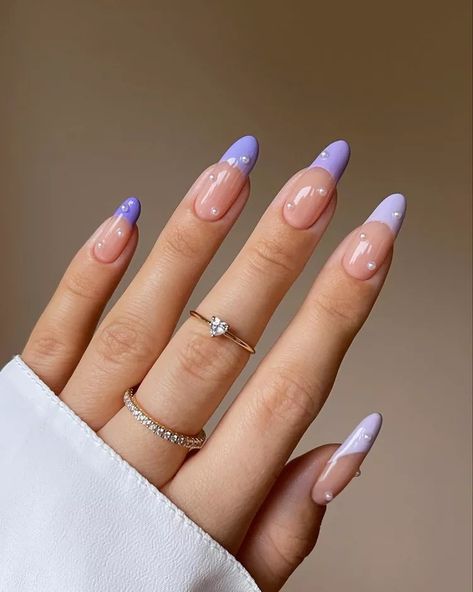 15 Dark Purple French Manicure Ideas With Moody Vibes Purple French Tip Nail Designs, Purple French Tips Almond, French With Gems, Dark Purple French Tip Nails, Purple French Manicure, Purple French Tips, French Tips Almond, Purple French Tip, French Manicure Ideas