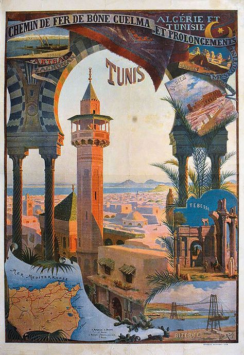 Plan Concept Architecture, French Posters, Art Deco Travel Posters, Architecture Drawing Sketchbooks, Graphic Design Infographic, Architecture Concept Diagram, Railway Posters, Moroccan Art, Vintage Poster Design