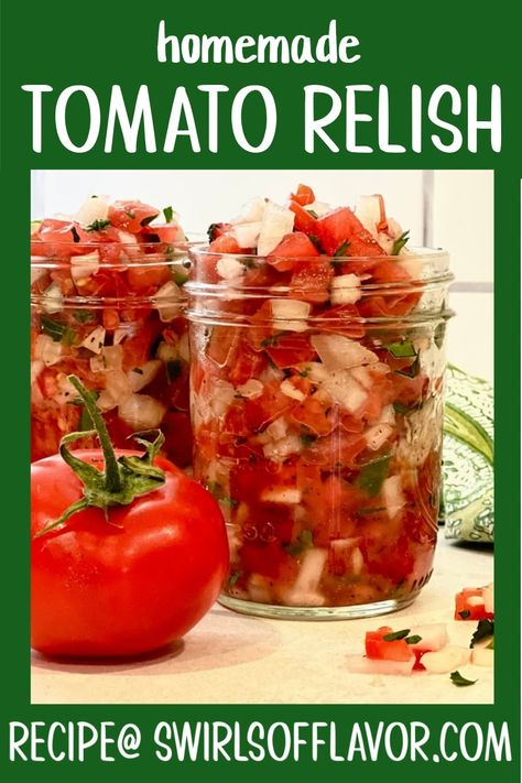 Tomato Relish Canning Recipe, Tomato Relish Recipe Easy, Keto Pickles, Homemade Relish, Green Tomato Relish, Jalapeno Relish, Fig Preserves, Pepper Relish, Summer Eats