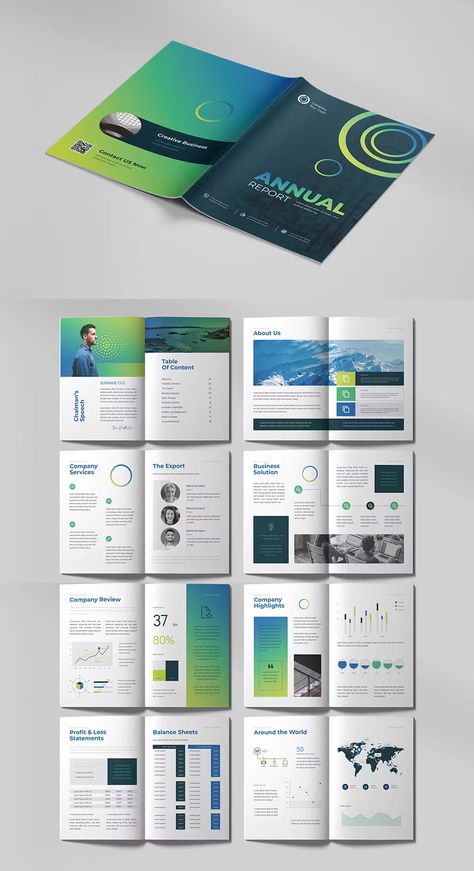 Annual Report Brochure Design AI, EPS, PSD. 20 Pages. Pdf Brochure Design, Market Report Design, Company Report Design, Modern Annual Report Design, Page Layout Design Inspiration, Science Brochure Design, One Page Brochure Design, Catalog Design Ideas, Tech Brochure