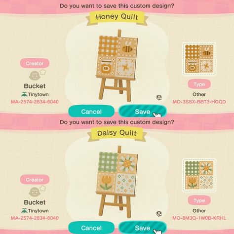 Acnh Bed Custom Design, Acnh 3x3 Design, Acnh Stall Code Cottagecore, Acnh Bed Pattern Designs, Gingham Acnh Code, Springcore Animal Crossing Villagers, Dessert R & D Dept Animal Crossing, Acnh Picnic Blanket Pattern Grid, Animal Crossing Quilt Design