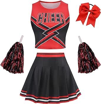 GRAJTCIN Tenns & Womens Cheerleader Uniform Halloween Costume Adult Crop Top Cheer Outfit Cheerleader Fancy Dress, Cheerleading Party, Quinn Fabray, Cheerleader Costume, Cheerleading Uniforms, Pom Pom Girl, Cheer Outfits, Cheer Girl, Nightclub Party